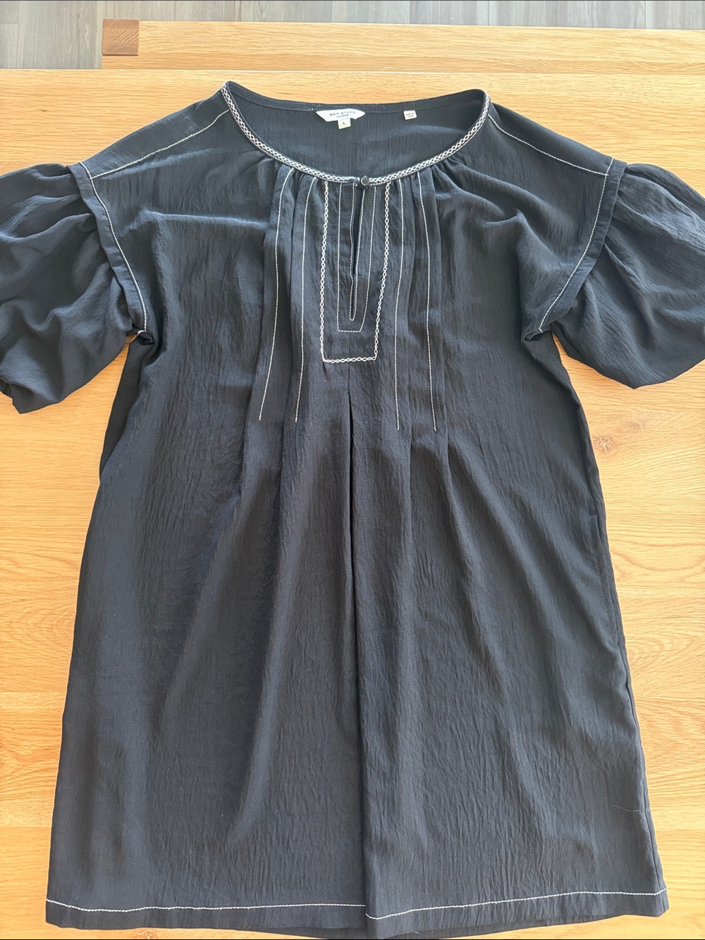 Max Studio Black Short Sleeve Tunic Dress with White Trim
